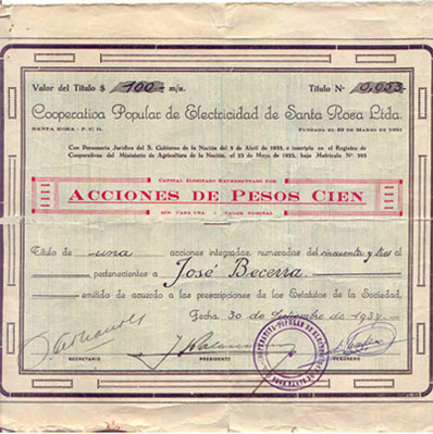 Acciones en pesos - 30 de septiembre de 1934